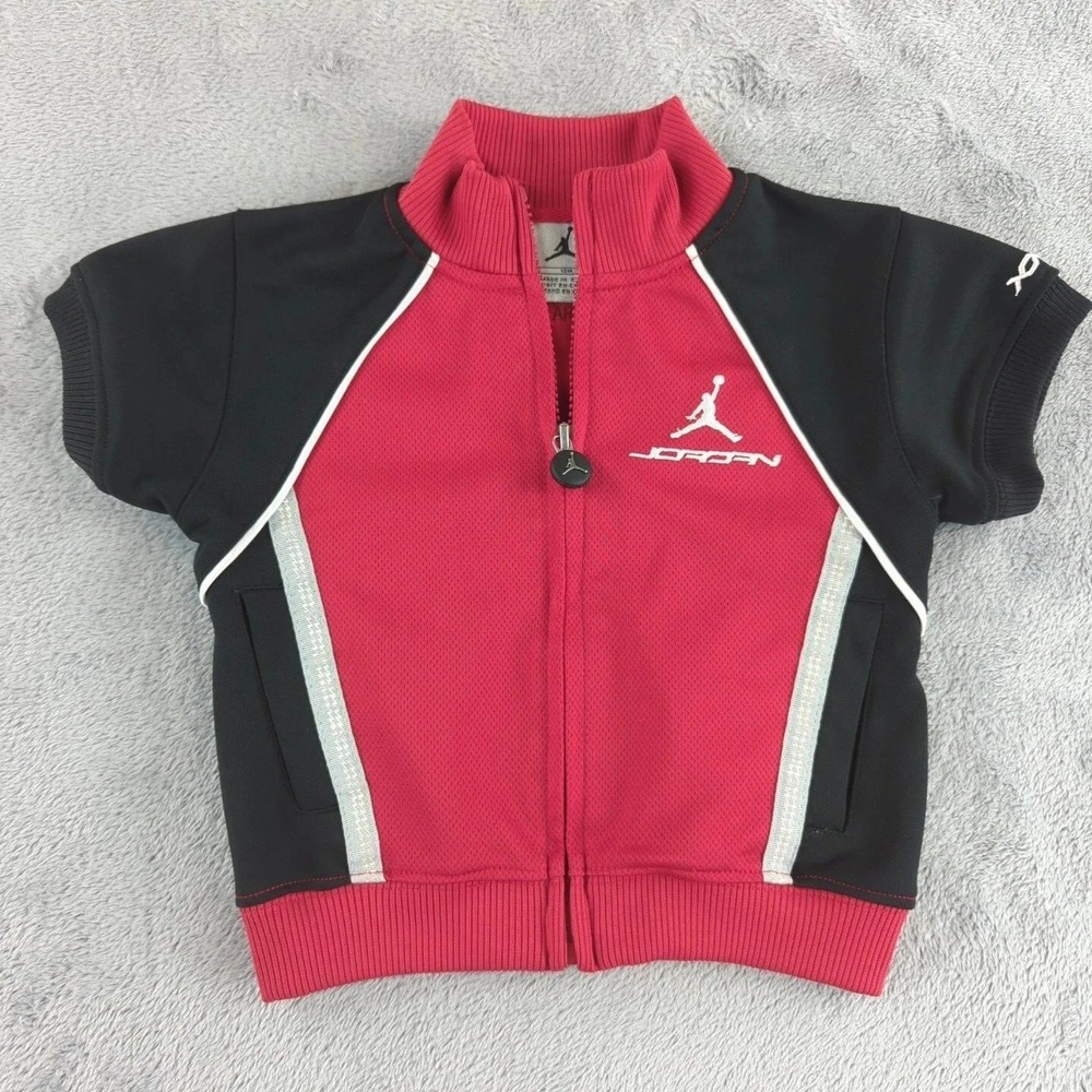 Jordan Infant‎ Baby Track Jacket 12M Kids Red Black Full Zip Short Sleeve Logo